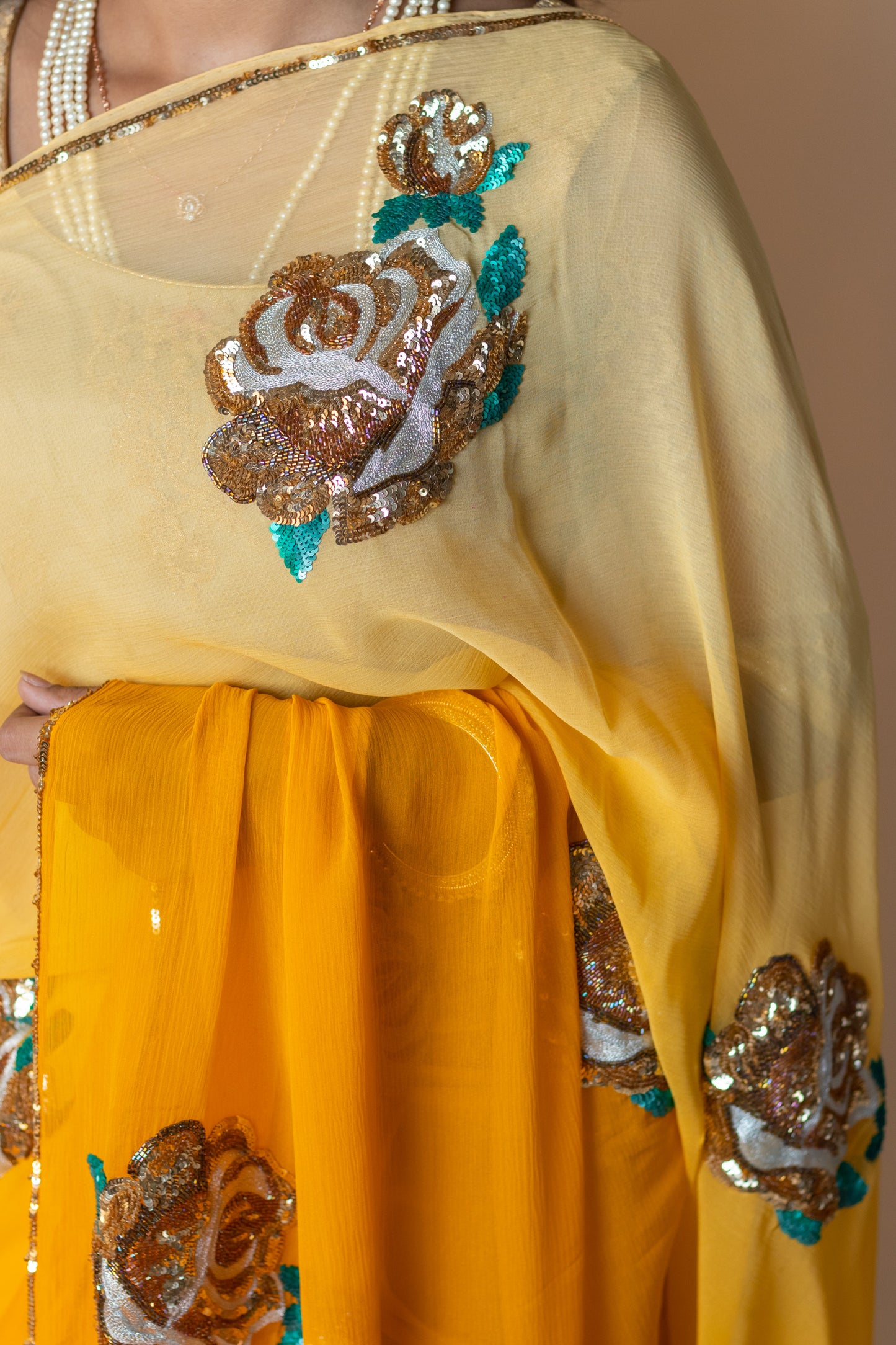 Yellow Ombré Appolina Chiffon Saree