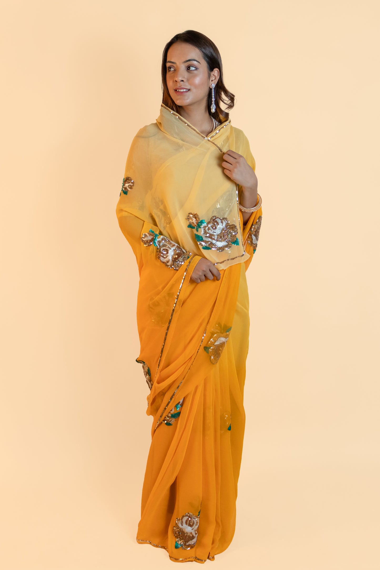 Yellow Ombré Appolina Chiffon Saree