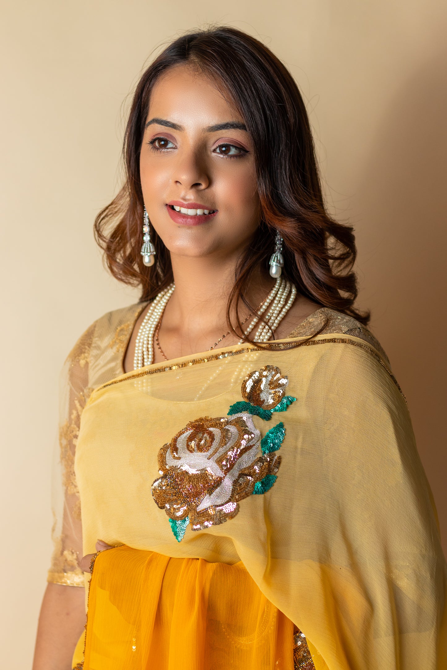 Yellow Ombré Appolina Chiffon Saree