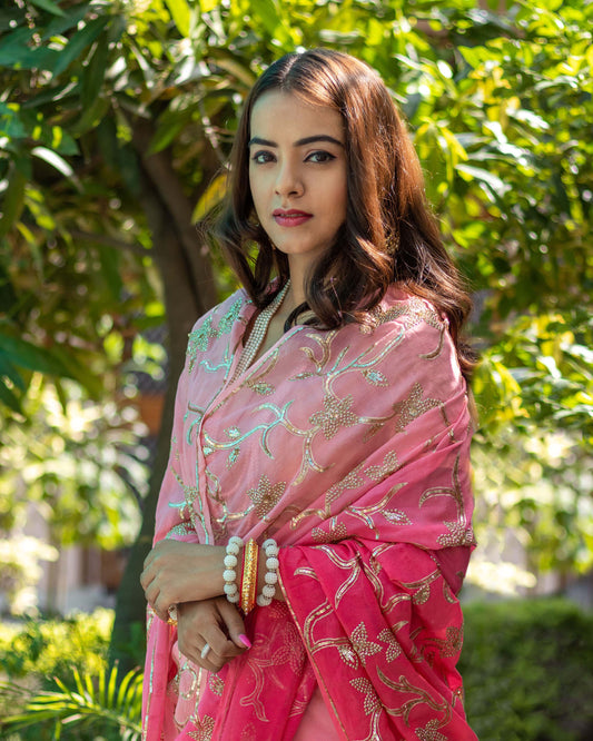 Pink Ombré Priyanjali Chiffon Saree