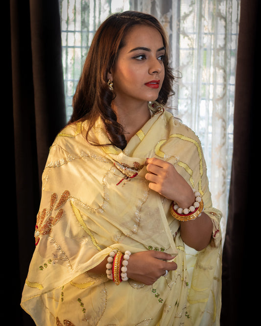 Golden Yellow Basant Chiffon Saree