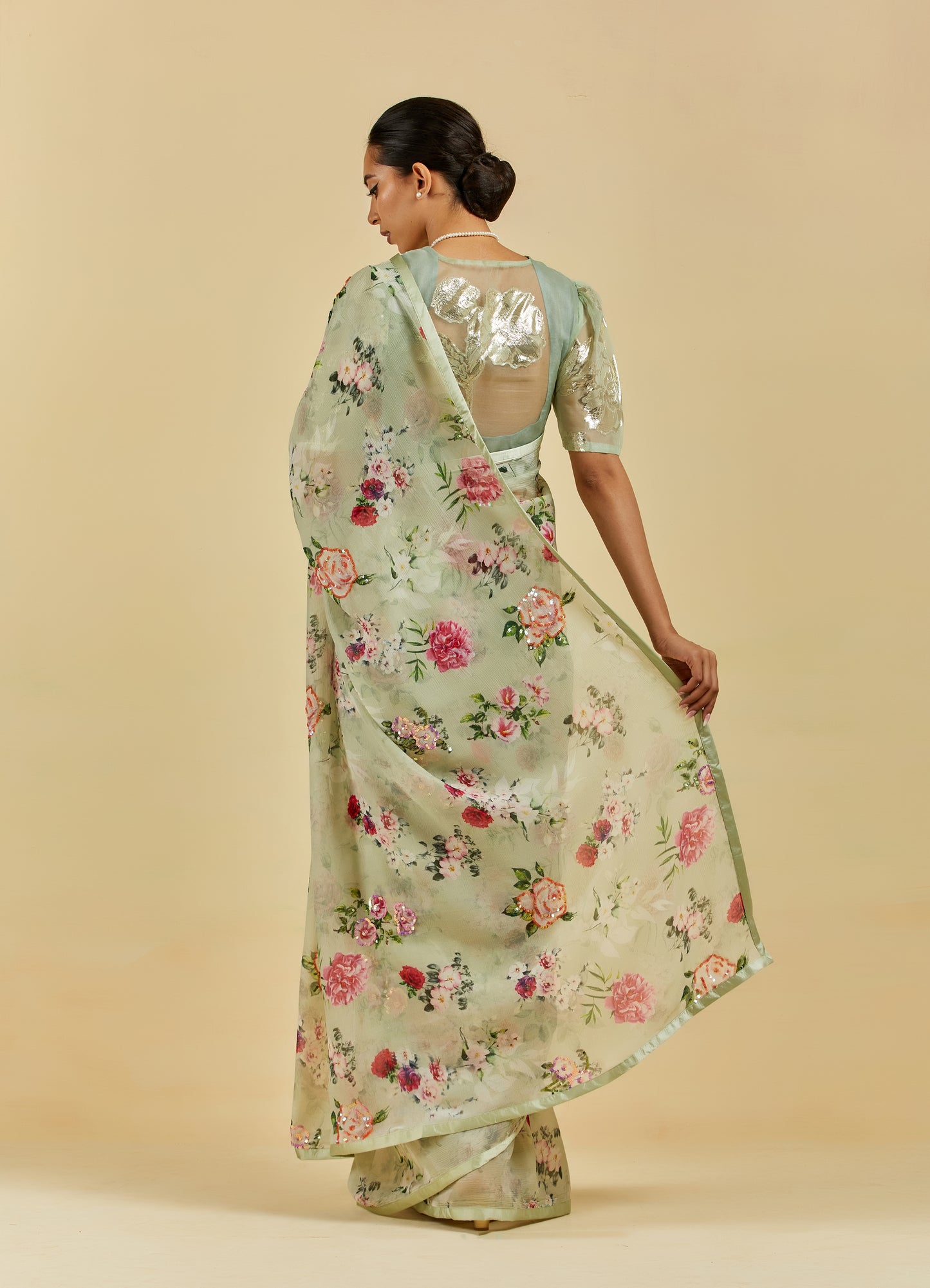 Natalie Printed Highlighted French Chiffon Saree