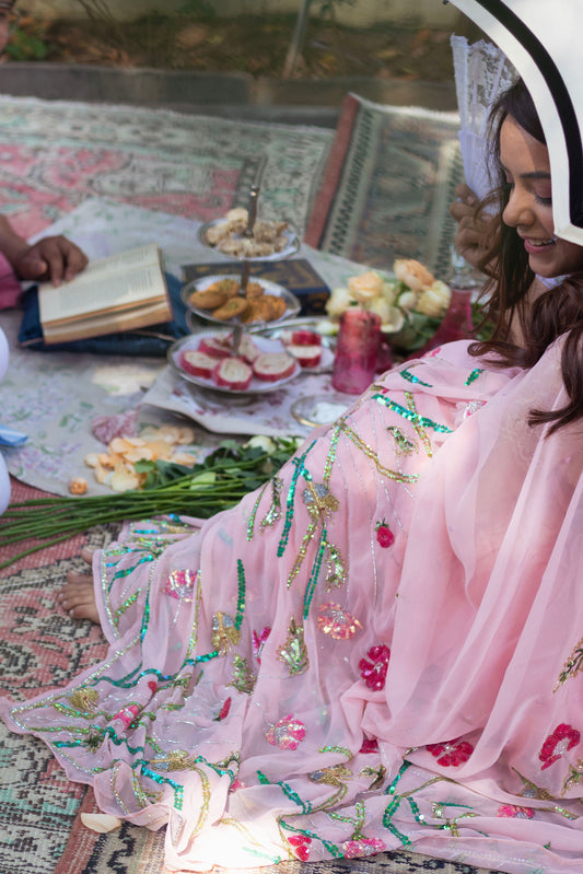 Rose Pink Ayesha Chiffon Saree