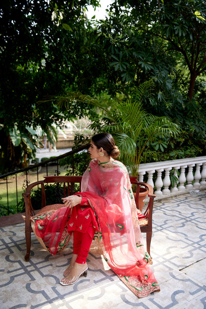 Red Urmila Kurta Set