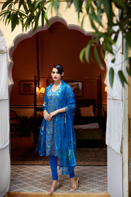 Cobalt Blue Gulafsha Kurta Set