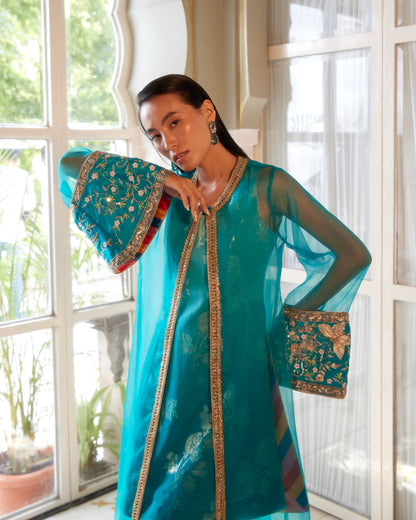 Turquoise Qaynat Overlay Set