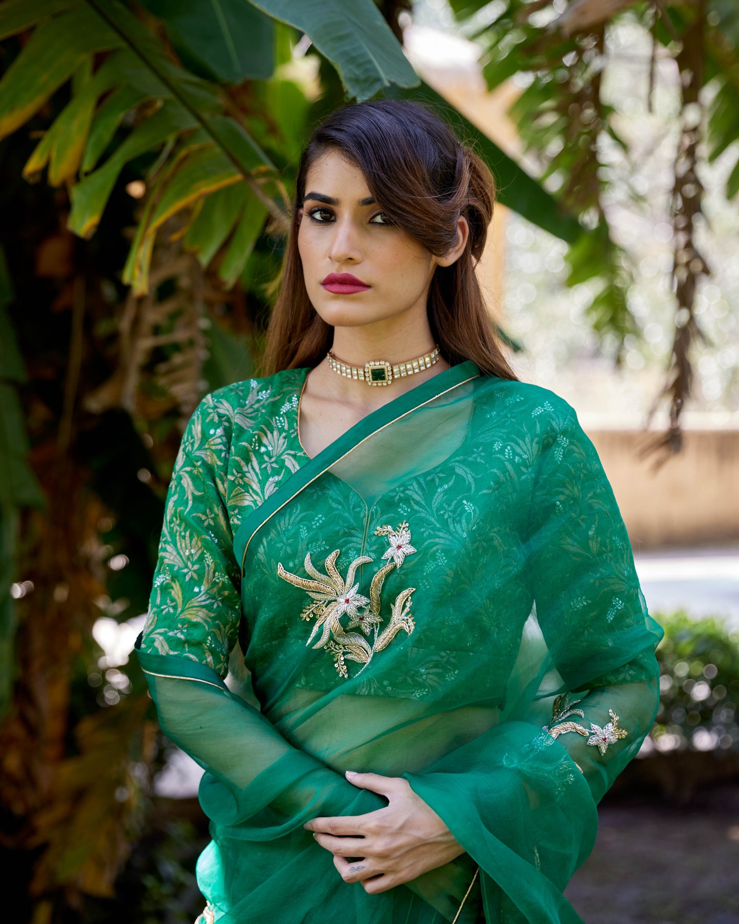Emerald Green Organza Akshara Saree