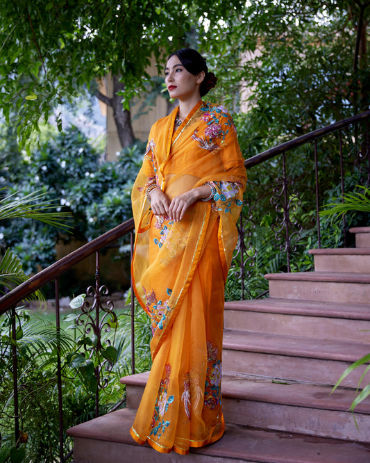 Mango Yellow Organza Lalitya Saree