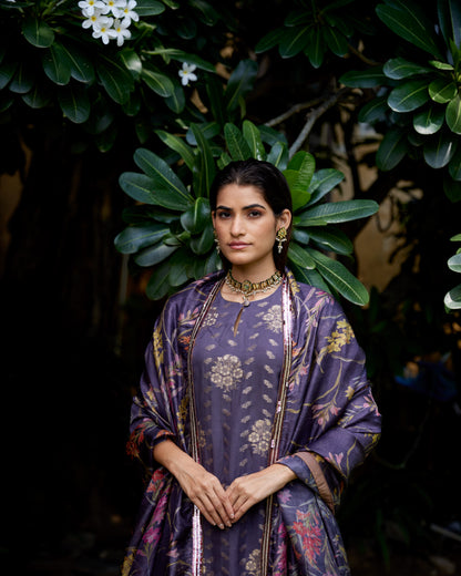 Kohl Grey Kurta palazzo Set