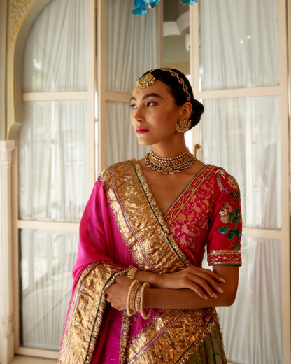 Zeher Moriya Silk brocade Shubhangini Lehenga