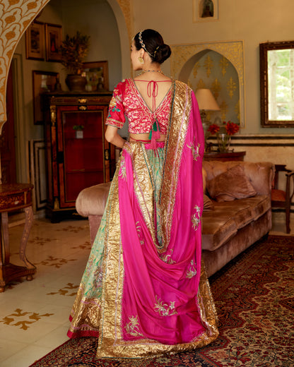 Zeher Moriya Silk brocade Shubhangini Lehenga
