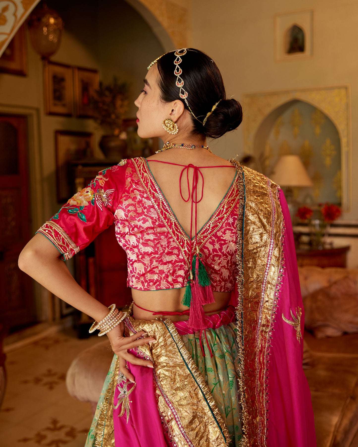 Zeher Moriya Silk brocade Shubhangini Lehenga