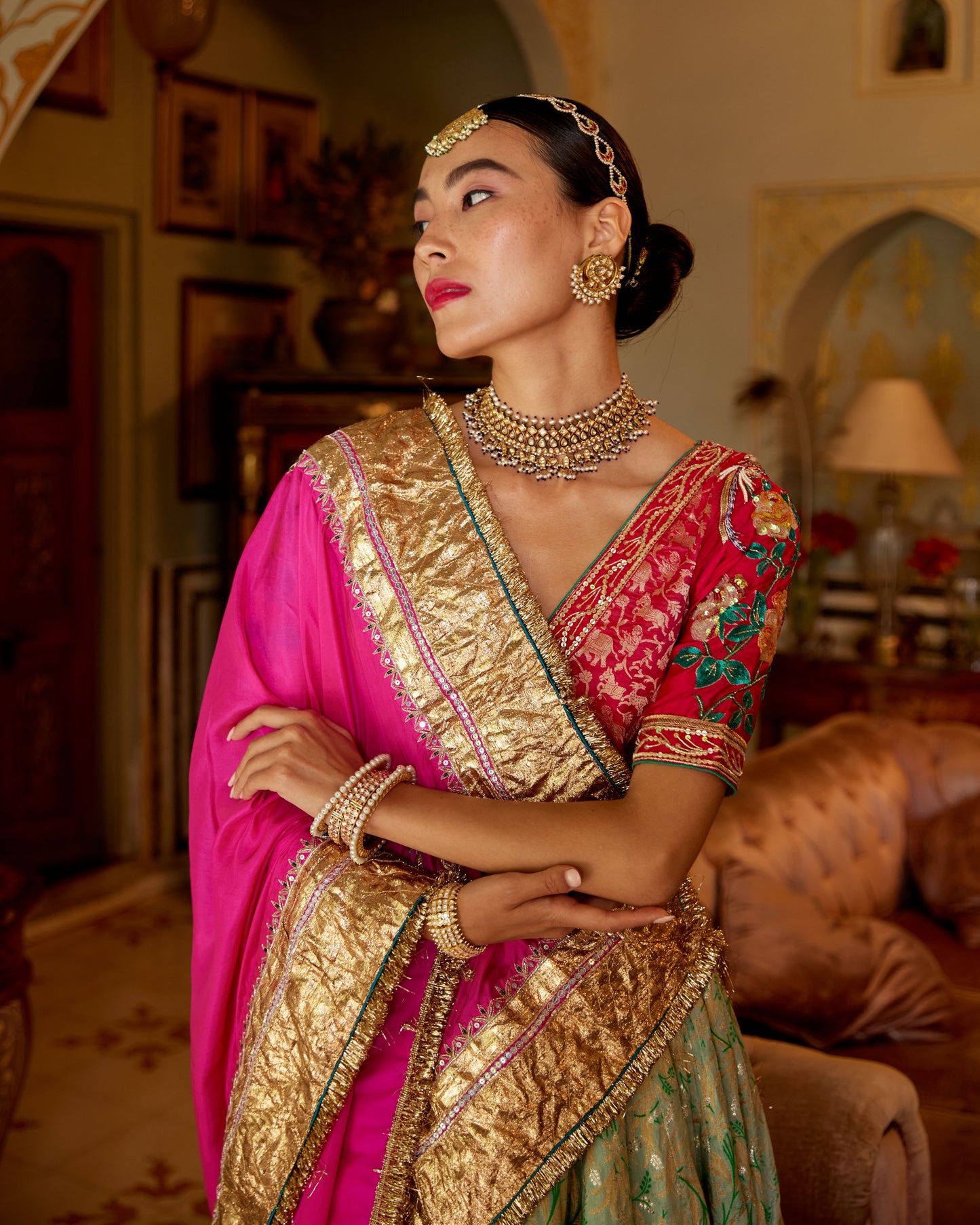Zeher Moriya Silk brocade Shubhangini Lehenga