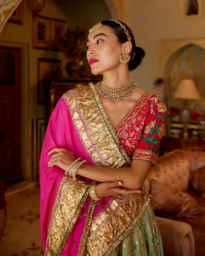 Zeher Moriya Silk brocade Shubhangini Lehenga