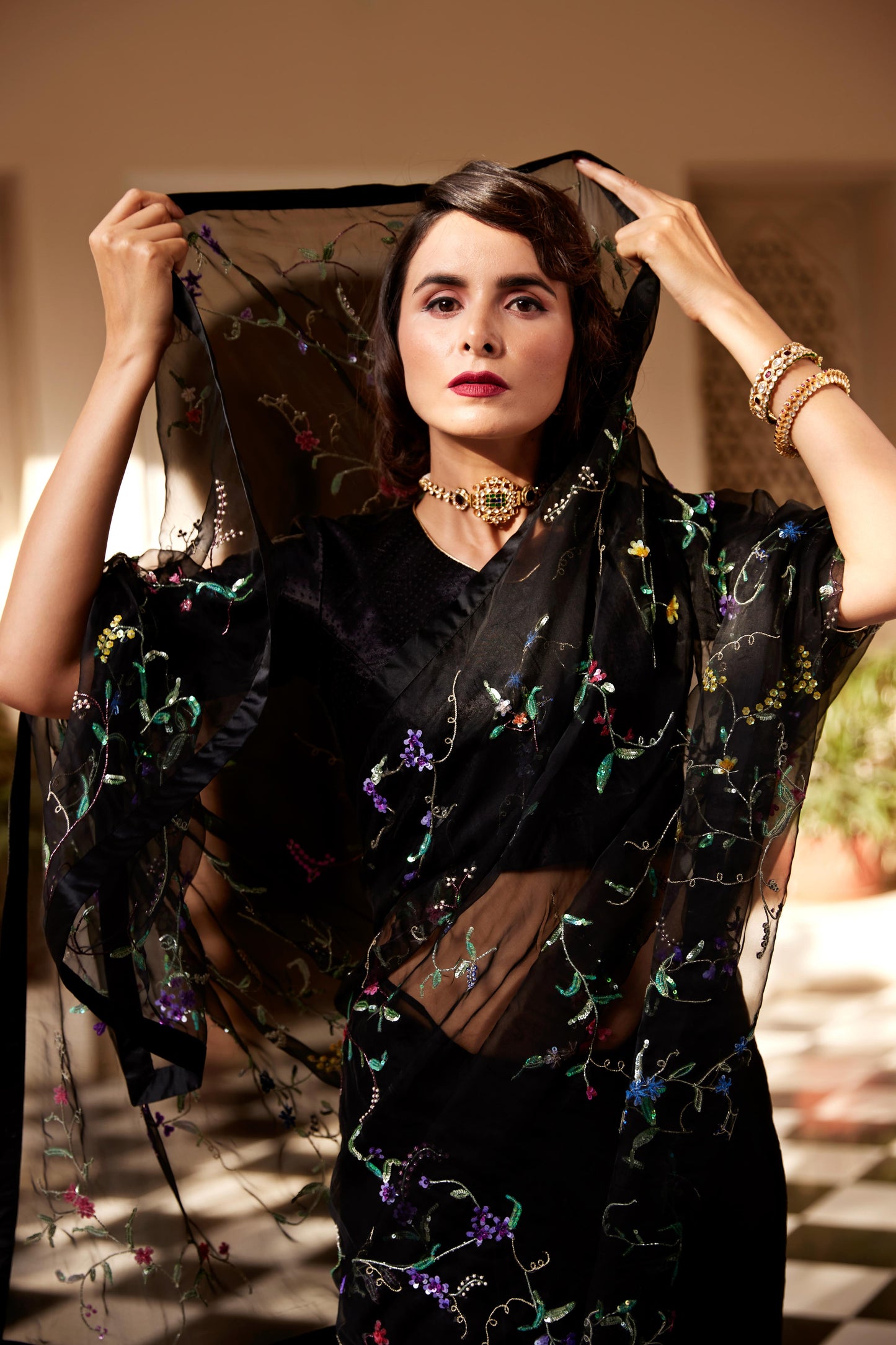 Black Le Jardin Noire Saree