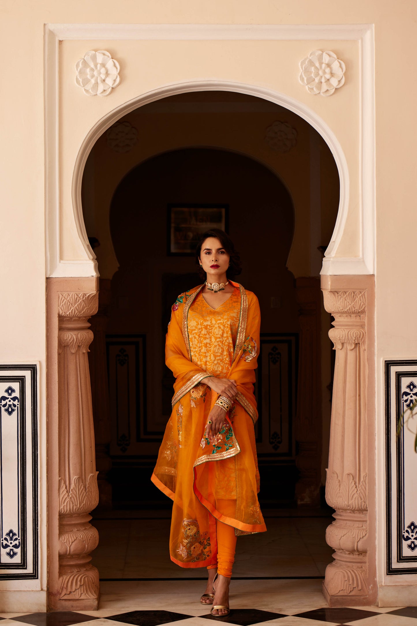 Saffron Yellow Peetambari Kurta Set